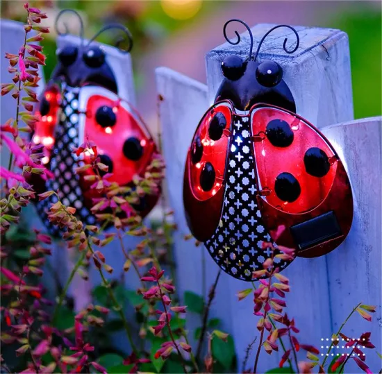 Lumière solaire mur de jardin Art déco en métal coccinelle cour Art décor extérieur jardin décoration solaire